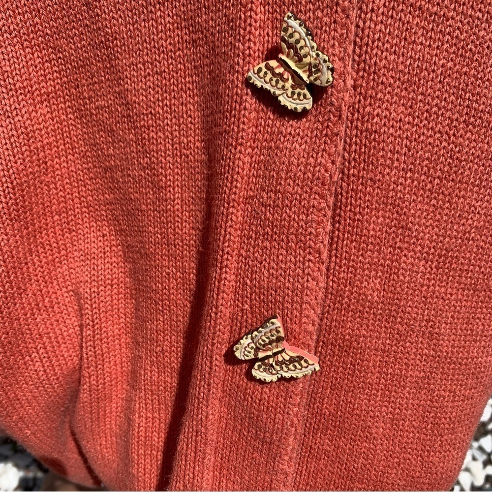 Storybrook Knits Vintage Butterfly Sweater Orange Fairycore Artsy y2k Sz Small - Picture 6 of 10